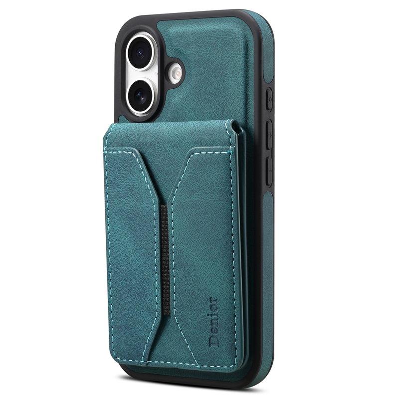 DENIOR D18 iPhone 16 Plus Fodral Ring Ställ i Konstläder - Blå | 2353 | AlltMobil