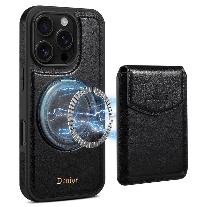 DENIOR D22 iPhone 16 Pro Max Mobilskal Äkta Läder Svart | 2353 | AlltMobil