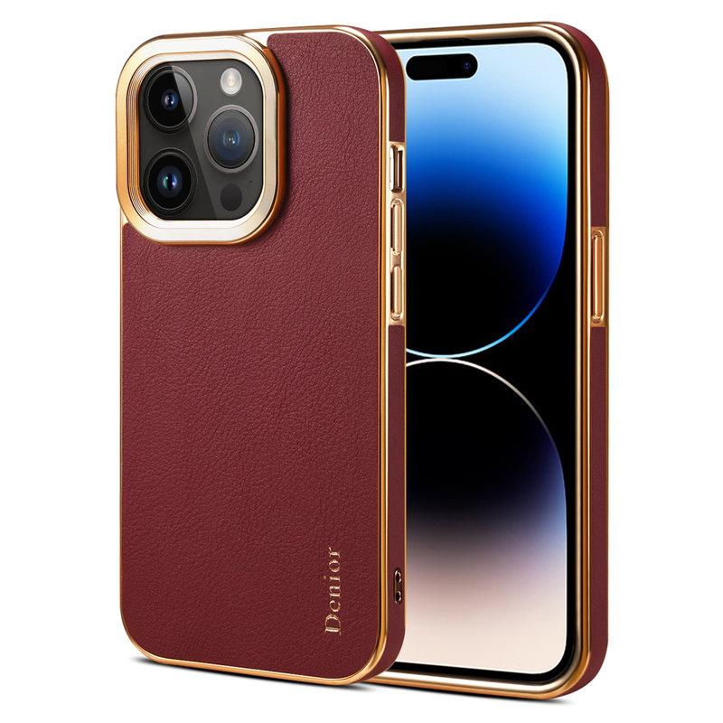 DENIOR iPhone 14 Pro Max Mobilskal i äkta läder och PC - Röd | 2353 | AlltMobil