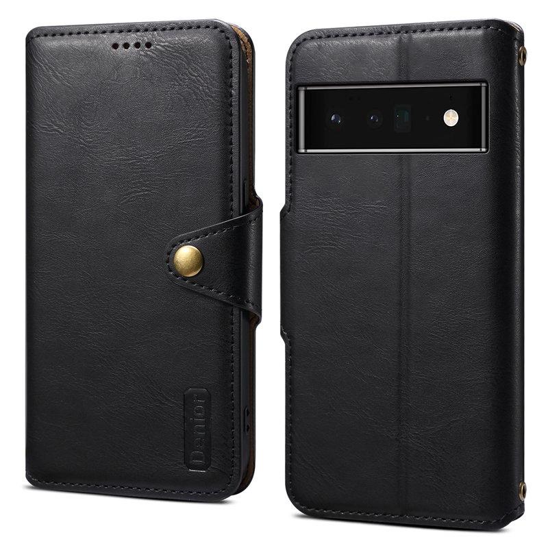 DENIOR Google Pixel 6 Pro Plånboksfodral Konstläder Stativ Stöttålig - Svart | 2353 | AlltMobil