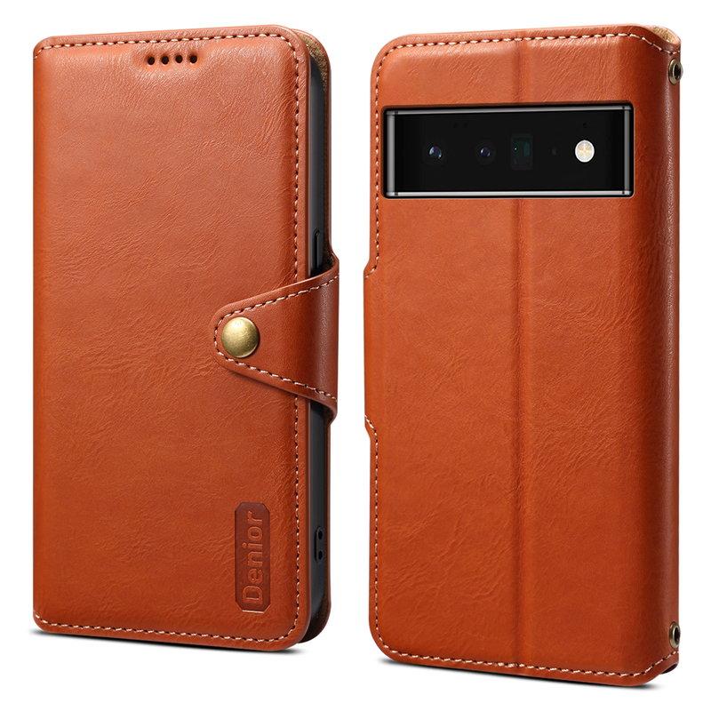 DENIOR Google Pixel 6 Pro Plånboksfodral Konstläder Ställ Shockproof - Brun | 2353 | AlltMobil