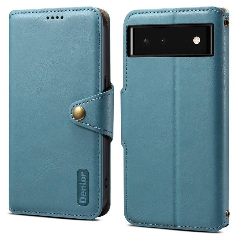 DENIOR Google Pixel 6 Stöttåligt Plånboksfodral Konstläder Blå | 2353 | AlltMobil