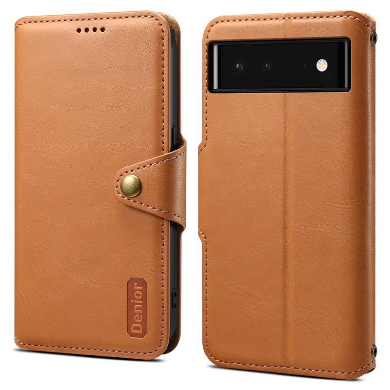 DENIOR Google Pixel 6 Mobilskal KonstLäder Stötsäker - Khaki | 2353 | AlltMobil