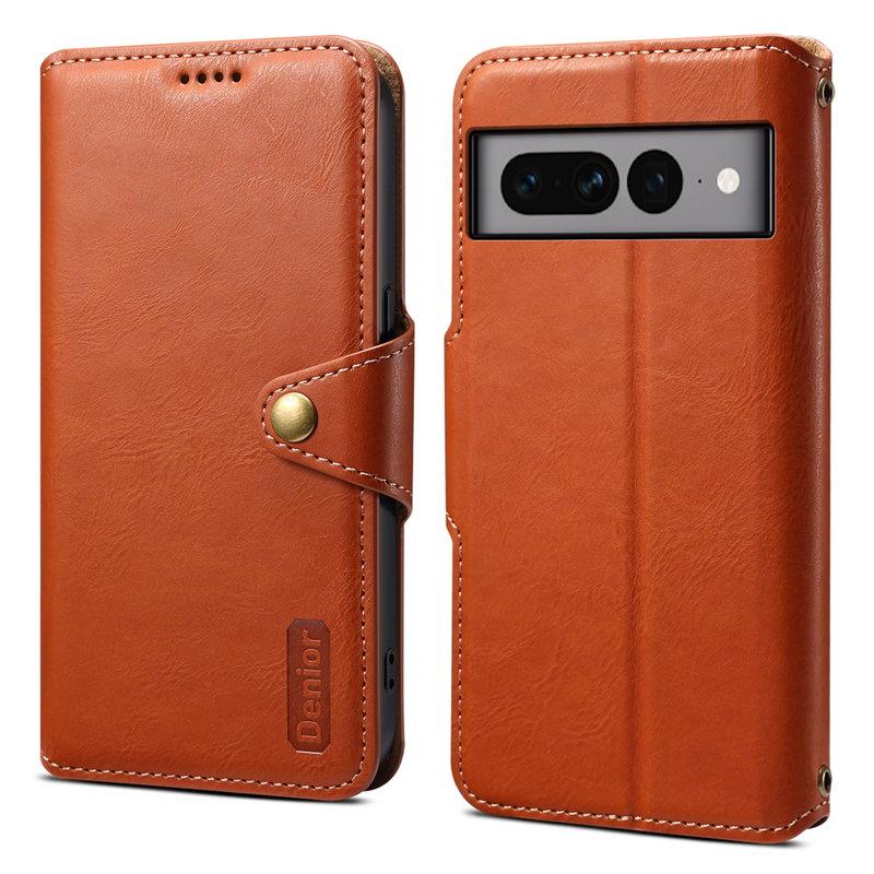DENIOR Google Pixel 7 Pro 5G Stötsäker Plånboksfodral Konstläder Brun | 2353 | AlltMobil