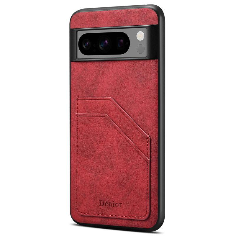 DENIOR Google Pixel 8 Pro Fodral Retro Dubbelkortslott Röd | 2353 | AlltMobil