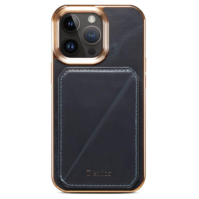 DENIOR iPhone 12 Pro Max Mobilskal Kortfack Ställning Äkta Läder Blå | 2353 | AlltMobil