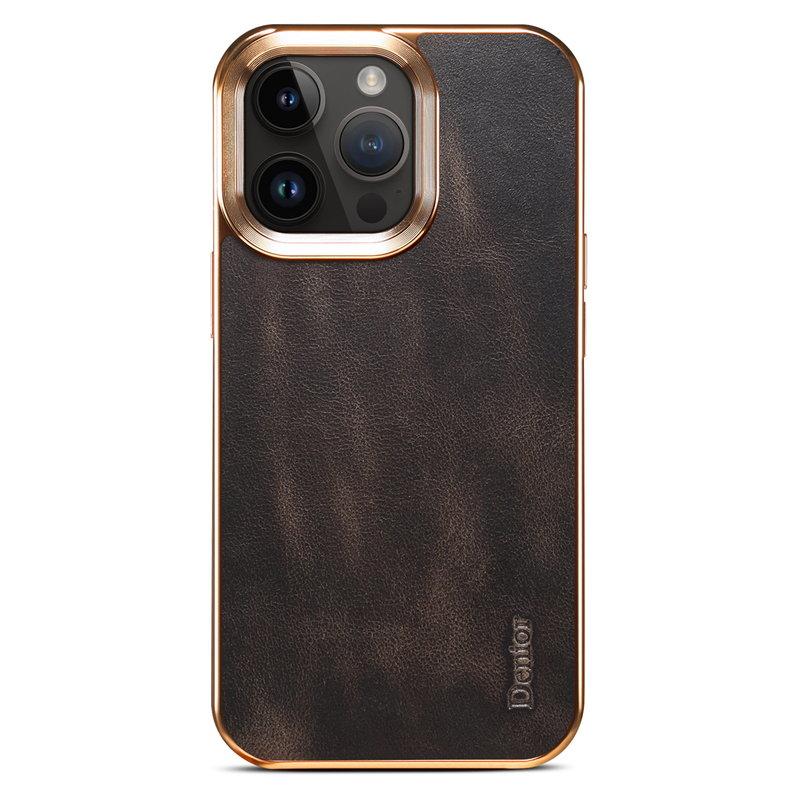 DENIOR iPhone 12 Pro Max Mobilskal Äkta Läder + PU Läder + PC - Svart | 2353 | AlltMobil