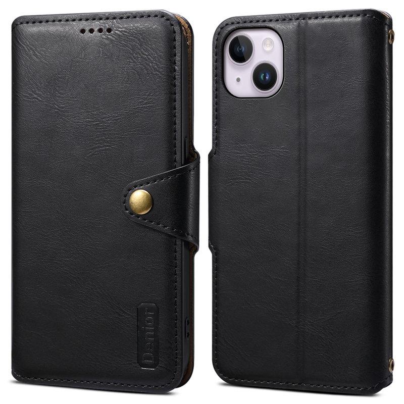 DENIOR iPhone 14 Plus Stöttåligt Plånboksfodral Konstläder Svart | 2353 | AlltMobil