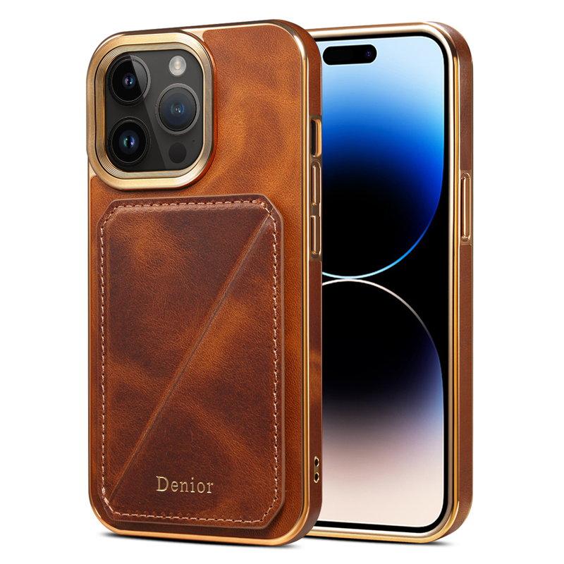 DENIOR iPhone 14 Pro Max Mobilskal Äkta Läder + TPU + PC - Brun | 2353 | AlltMobil