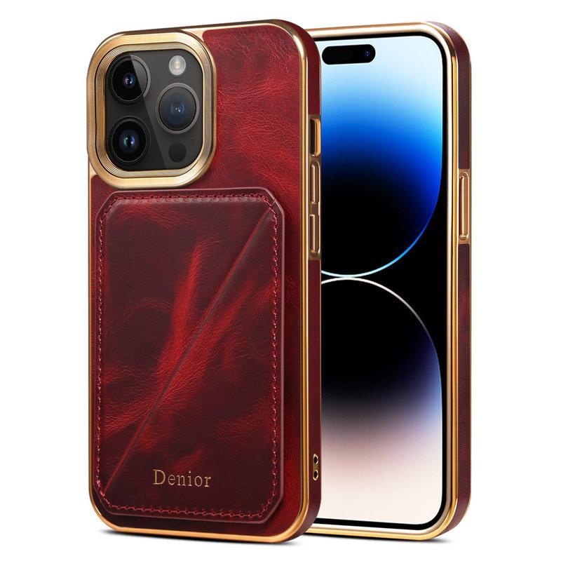 DENIOR iPhone 14 Pro Max Mobilskal Äkta Läder + TPU + PC Röd | 2353 | AlltMobil