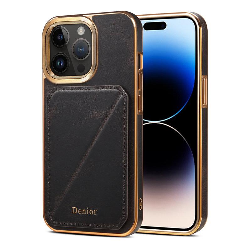 DENIOR iPhone 14 Pro Max Mobilskal Äkta Läder TPU+PC - Svart | 2353 | AlltMobil