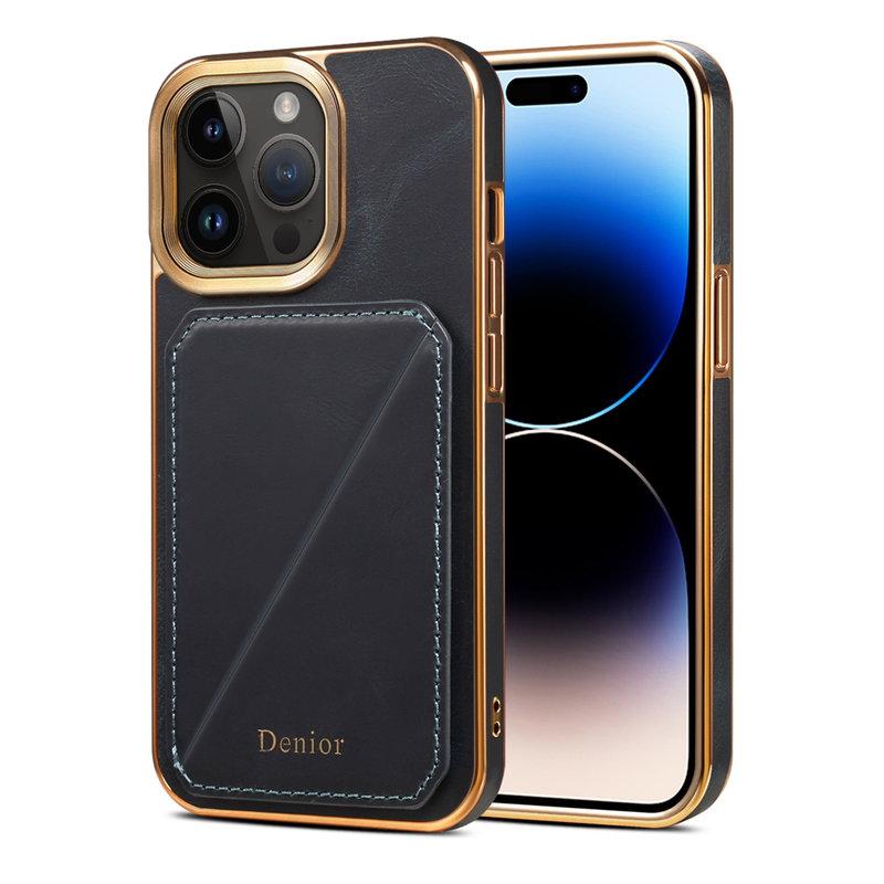 DENIOR iPhone 14 Pro Max Mobilskal Äkta Läder TPU+PC Blå | 2353 | AlltMobil