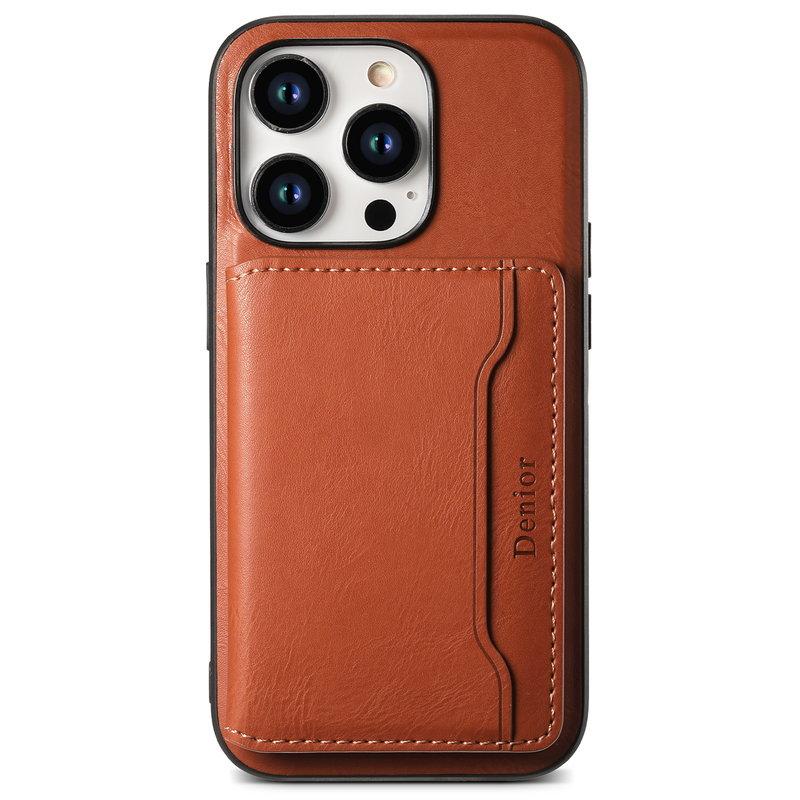 DENIOR iPhone 15 Pro Mobilskal KonstLäder med kortficka - Brun | 2353 | AlltMobil