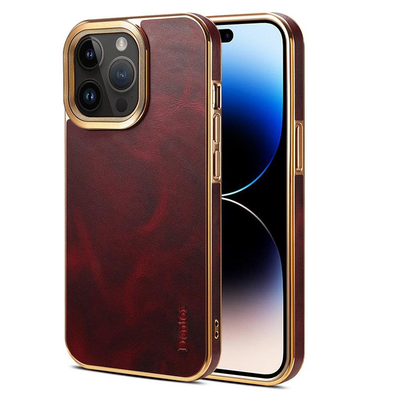 DENIOR iPhone 15 Pro Max Mobilskal i äkta läder och PC - Röd | 2353 | AlltMobil