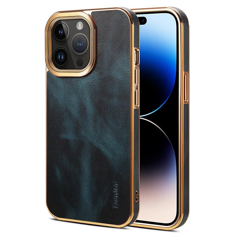 DENIOR iPhone 15 Pro Mobilskal Äkta Läder + PC + TPU - Blå | 2353 | AlltMobil