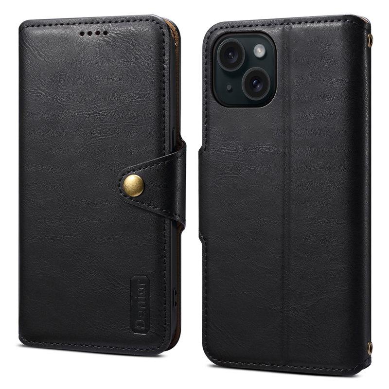 DENIOR iPhone 15 Plånboksfodral Konstläder Svart | 2353 | AlltMobil