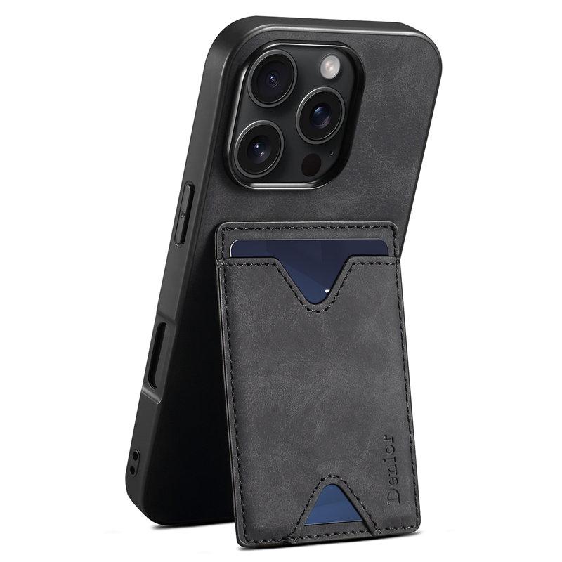 DENIOR iPhone 16 Pro Fodral Konstläder Med Kortfack - Svart | 2353 | AlltMobil
