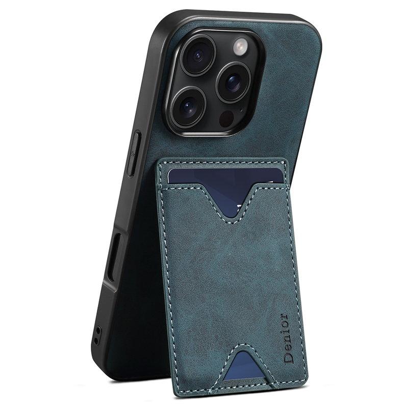 DENIOR iPhone 16 Pro Fodral Konstläder Med Kortfack - Blå | 2353 | AlltMobil