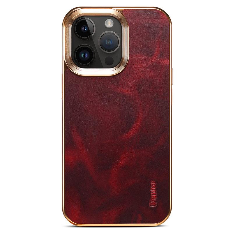 DENIOR iPhone 16 Pro Mobilskal Äkta Läder Waxy Textur Röd | 2353 | AlltMobil
