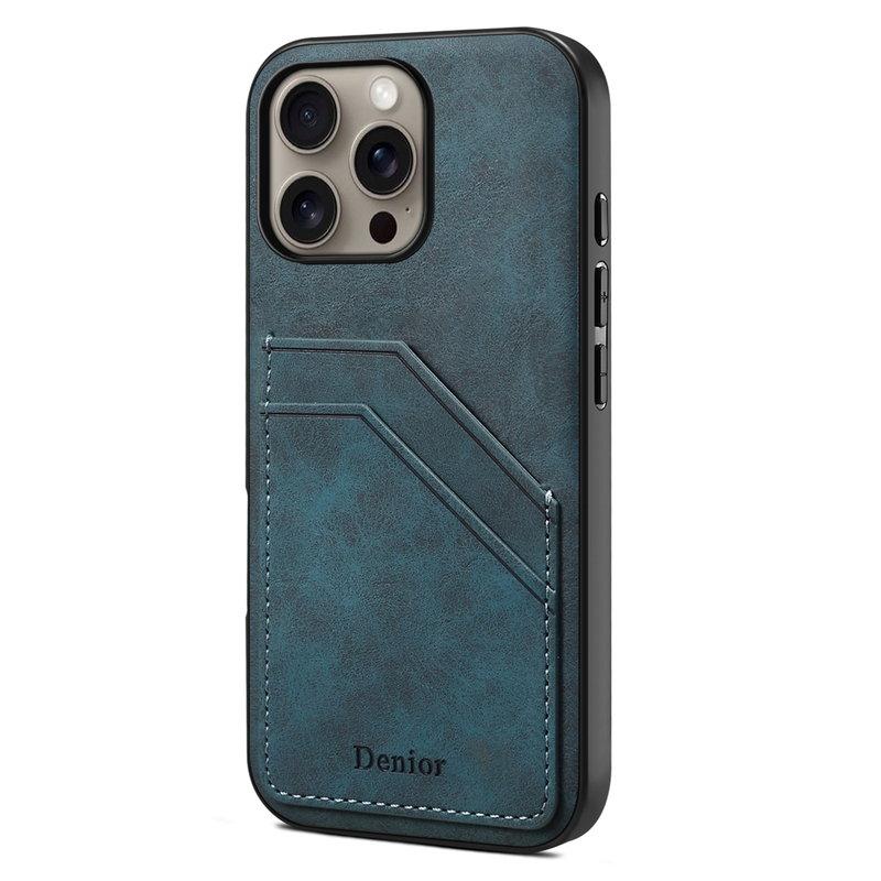 DENIOR iPhone 16 Pro Max Mobilskal PU-läder + TPU + PC - Blå | 2353 | AlltMobil