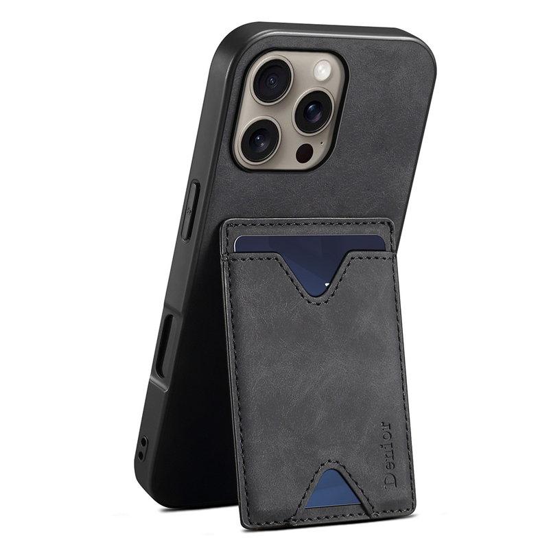 DENIOR iPhone 16 Pro Max Fodral Konstläder Med Kortfack - Svart | 2353 | AlltMobil