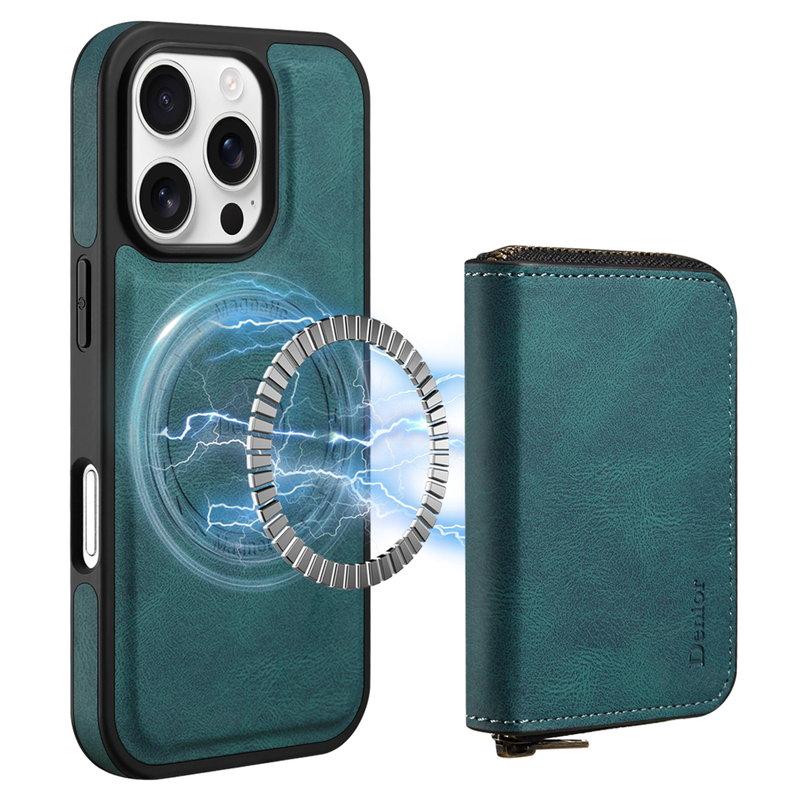 DENIOR iPhone 16 Pro Max Fodral KonstLäder Med Dragkedja - Blå | 2353 | AlltMobil