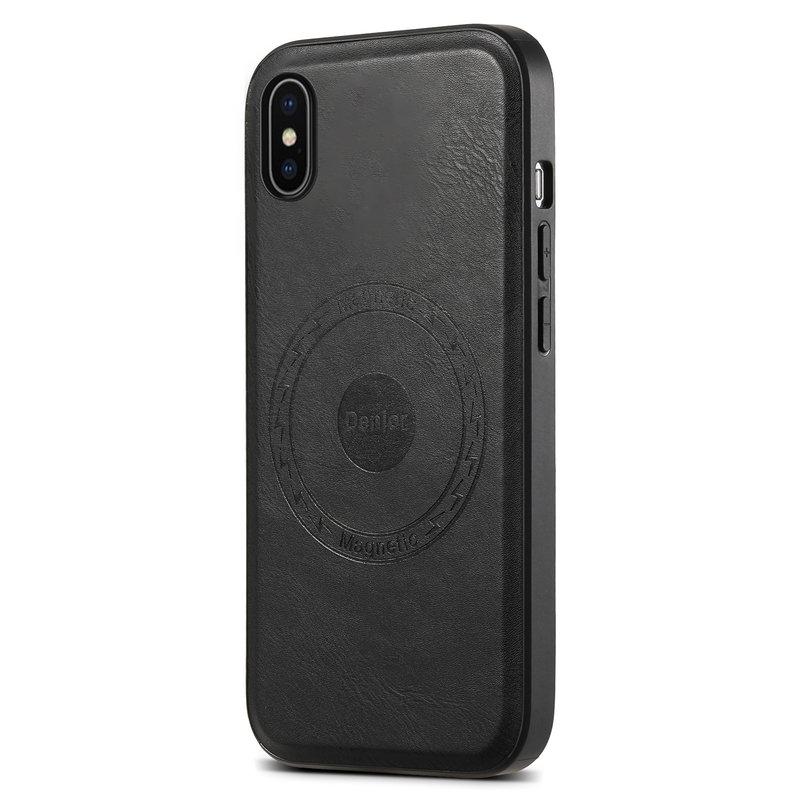 DENIOR iPhone X / XS Fodral MagSafe Kompatibel Konstläder Svart | 2353 | AlltMobil