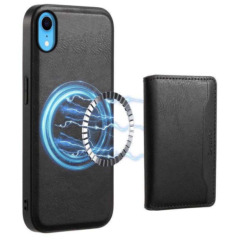 DENIOR iPhone XR Fodral Magnetiskt KonstLäder + PC + TPU Svart | 2353 | AlltMobil