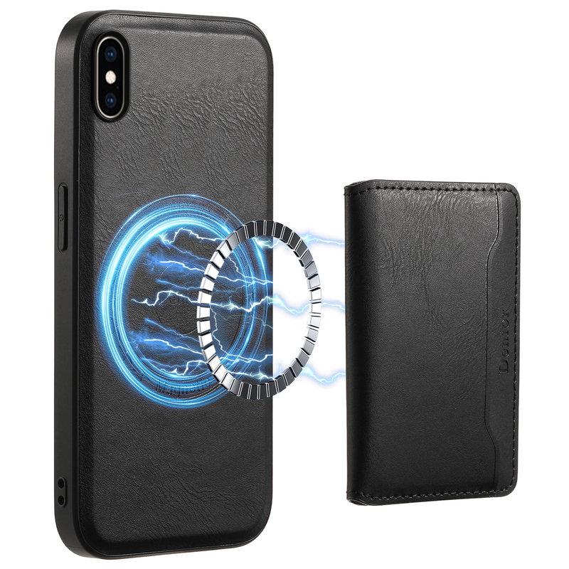 DENIOR iPhone XS Max Fodral Kickstand KonstLäder Svart | 2353 | AlltMobil