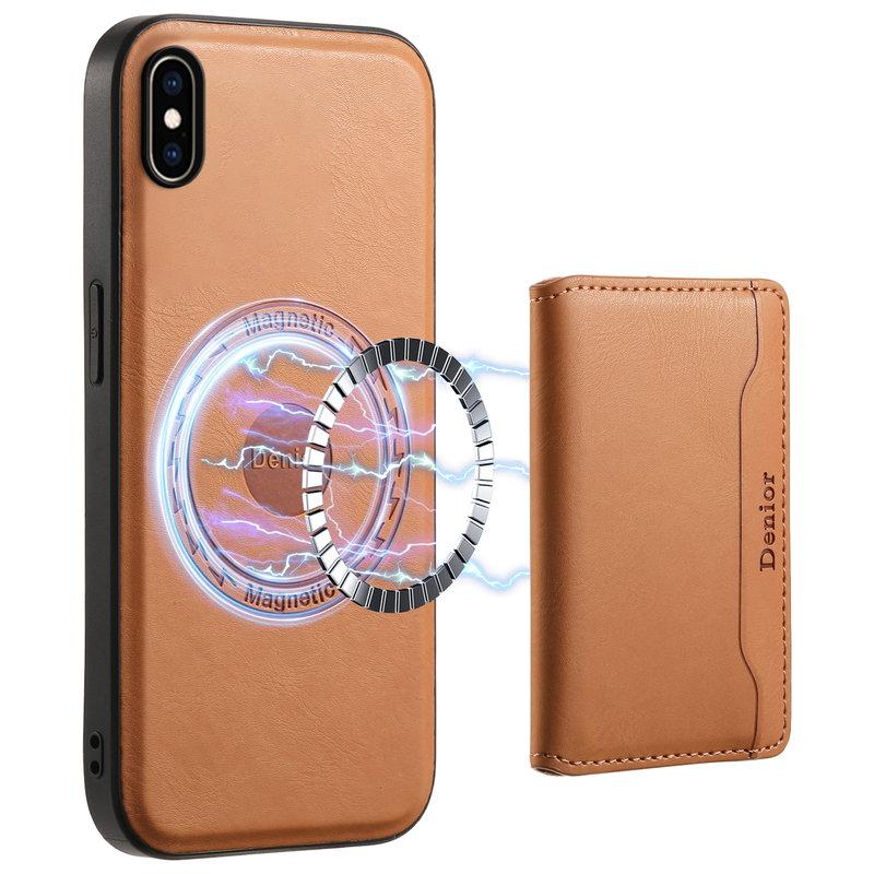 DENIOR iPhone XS Max Fodral Kickstand KonstLäder Khaki | 2353 | AlltMobil