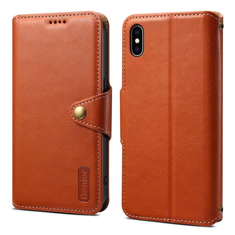 DENIOR iPhone XS Max Plånboksfodral Konstläder Skydd - Brun | 2353 | AlltMobil