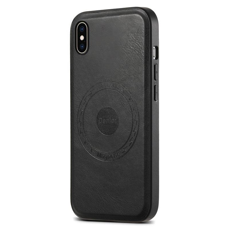 DENIOR iPhone XS Max Magnetfodral KonstLäder PC+TPU Svart | 2353 | AlltMobil