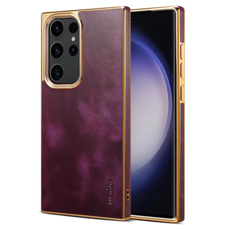 DENIOR Samsung Galaxy S23 Ultra Mobilskal Äkta Läder + PC + TPU Lila | 2353 | AlltMobil