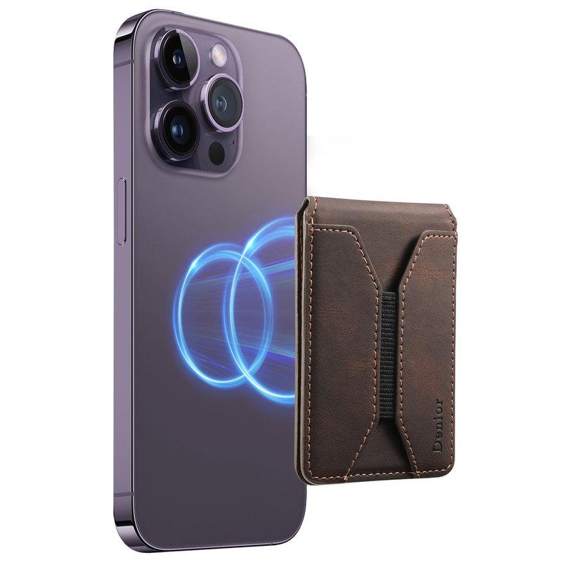 DENIOR V11 Magnetiskt kortfodral V-formad design KonstLäder brun | 2353 | AlltMobil