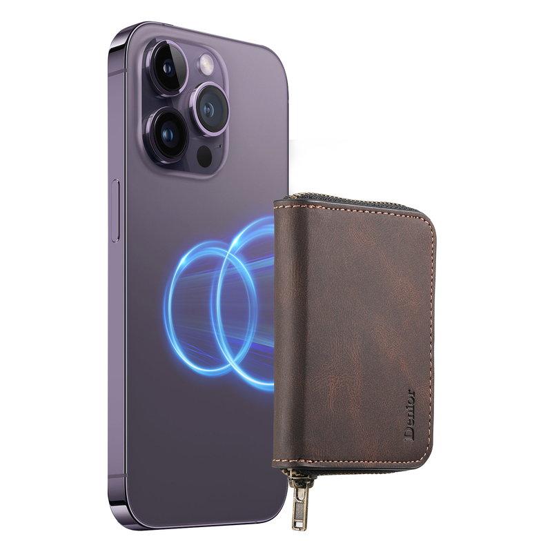 DENIOR V17 Korthållare i äkta läder med MagSafe - Brun | 2353 | AlltMobil