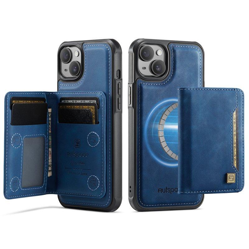 AUTSPACE iPhone 14 Fodral Vintage Konstläder - Blå