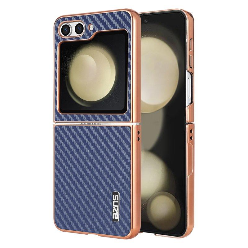 AZNS Samsung Galaxy Z Flip5 Fodral - Elektropläterad Kolfiber PU+PC - Blå