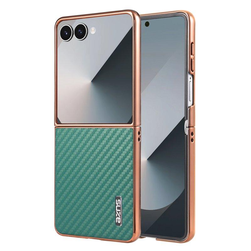 AZNS Samsung Galaxy Z Flip7 Fodral - Elektropläterad Kolfiber PU+PC - Grön