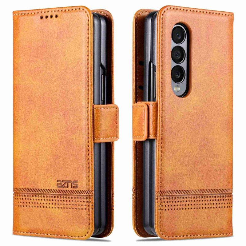 AZNS Samsung Galaxy Z Fold3 5G Plånboksfodral Konstläder - Brun