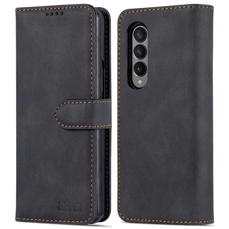 AZNS Samsung Galaxy Z Fold4 5G Plånboksfodral Konstläder - Svart