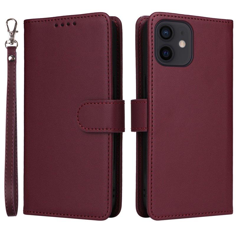 BETOPNICE iPhone 12 / 12 Pro Plånboksfodral - Detachable Konstläder - Vinröd