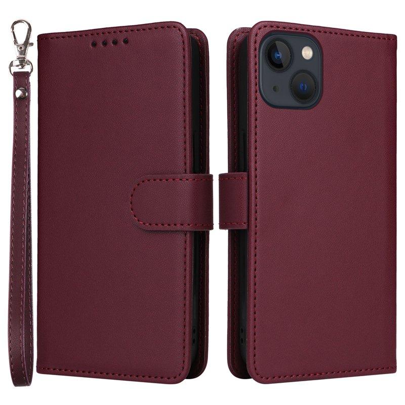 BETOPNICE iPhone 13 Plånboksfodral Magnetiskt Detachable Konstläder - Vinröd