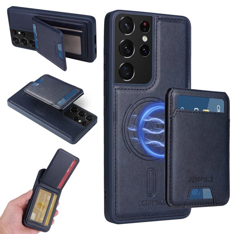 BETOPNICE Samsung Galaxy S21 Ultra 5G Fodral KonstLäder - Blå