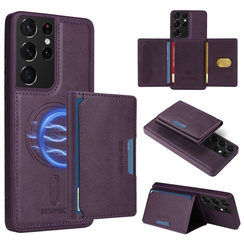 BETOPNICE Samsung Galaxy S21 Ultra Fodral KonstLäder - Lila