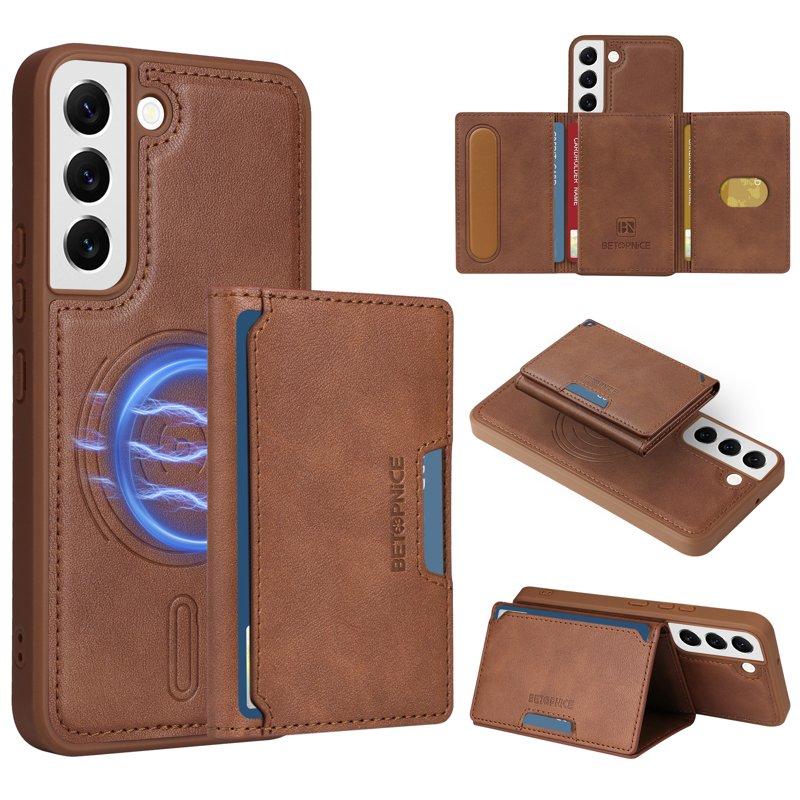 BETOPNICE Samsung Galaxy S22+ 5G Fodral KonstLäder - Brun