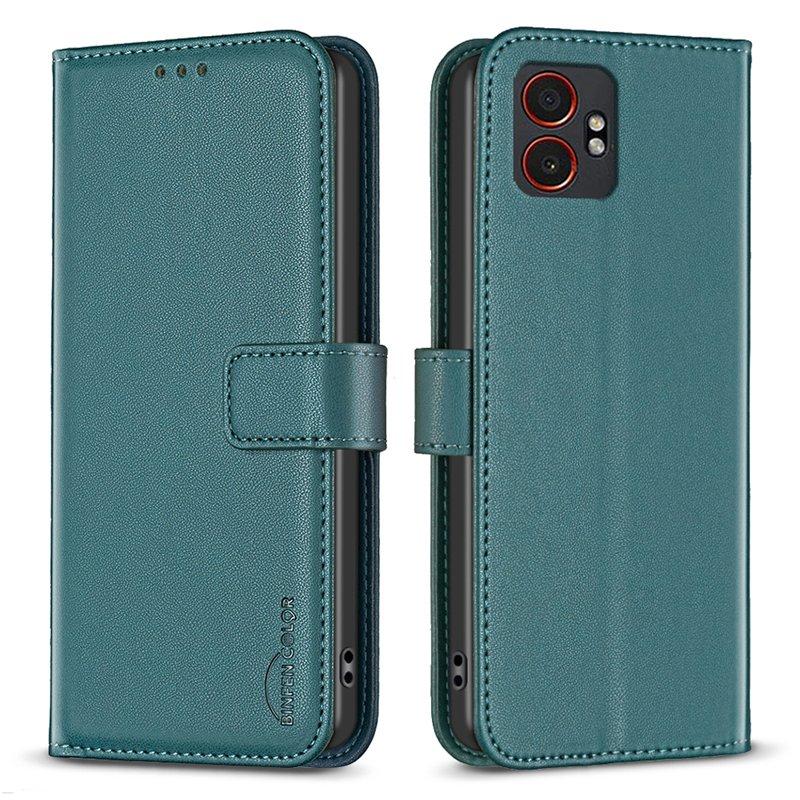 BINFEN COLOR BF17 Samsung Galaxy XCover7 Pro Plånboksfodral Konstläder - Grön