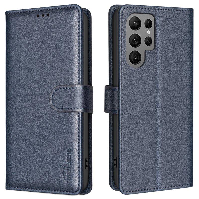 BINFEN COLOR BF32 för Samsung Galaxy S25 Ultra - Plånboksfodral Konstläder - Blå