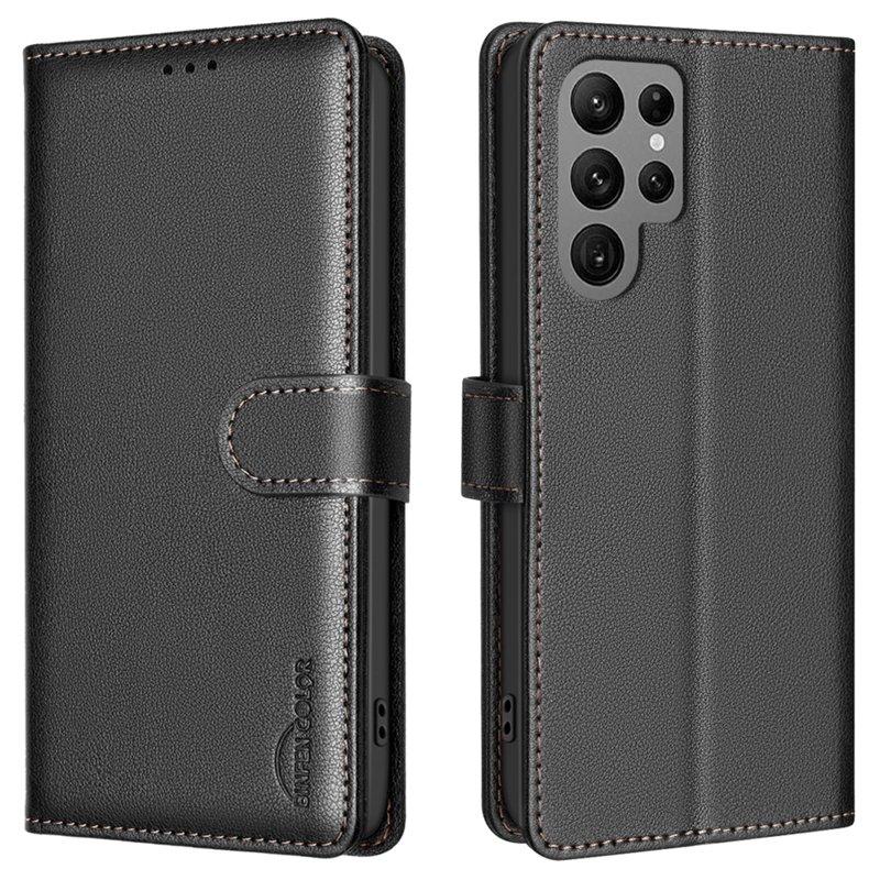 BINFEN COLOR BF32 för Samsung Galaxy S25 Ultra Plånboksfodral Konstläder - Svart