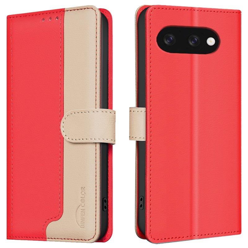 BINFEN COLOR BF33 Google Pixel 9a Plånboksfodral Konstläder - Röd