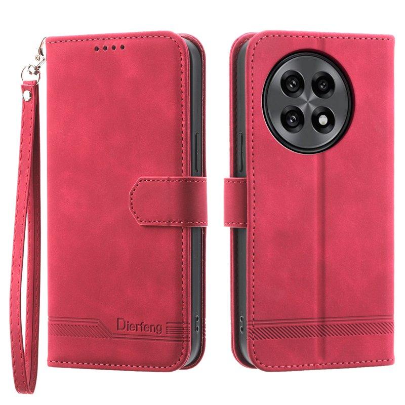 DIERFENG DF-03 för OnePlus 13R 5G Plånboksfodral Konstläder - Röd